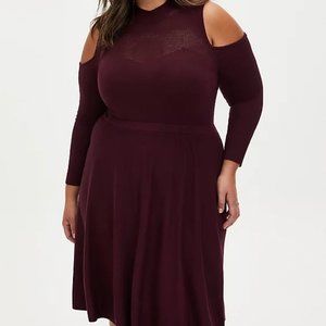 Torrid Cold Shoulder Mock Neck Sweater Dress. Sz 0